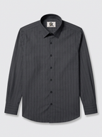 Men's Charcoal Grey Pinstripe Shirt Premium Regular Fit Formal Office Business Wear