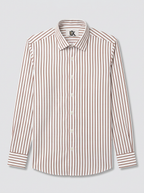 Men’s White & Brown Vertical Stripe Regular Fit Formal Casual Shirt, Full & Half Sleeve