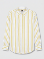 Men's White Gold Pinstripe Regular Fit Formal Shirt | Full & Half Sleeve