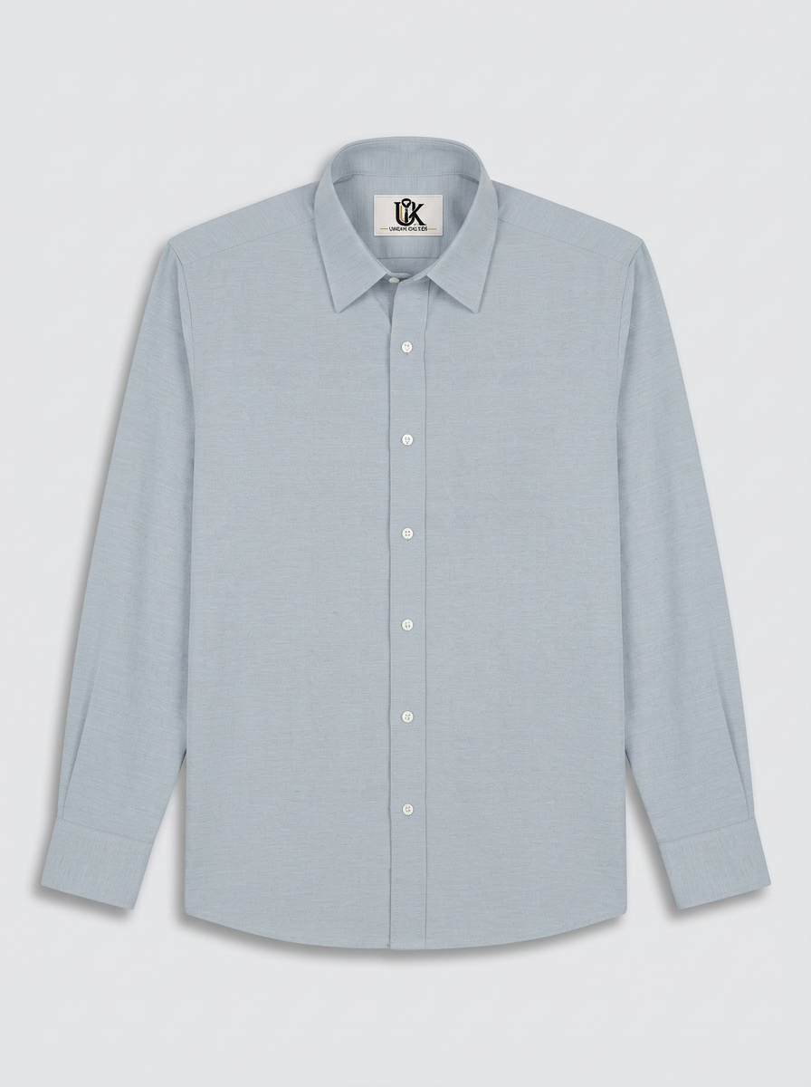 Men’s Light Steel Grey Textured Shirt, Regular Fit Formal Casual Full & Half Sleeve