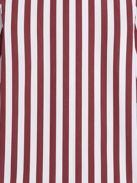 Men's White & Rust Red Striped Regular Fit Formal Shirt | Full & Half Sleeve