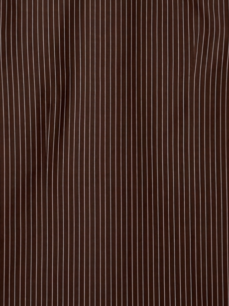 Men's Dark Brown Pinstripe Formal Shirt Regular Fit | Full & Half Sleeve