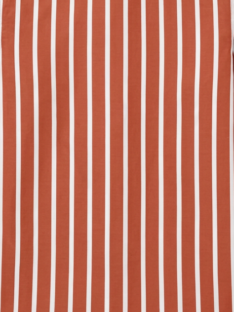 Men's Rust Orange & White Striped Regular Fit Formal Shirt | Full & Half Sleeve
