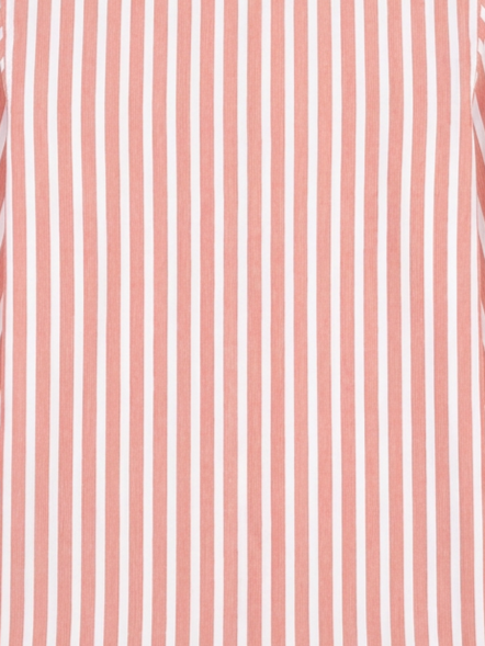Men's Coral Peach & White Striped Regular Fit Formal Shirt | Full & Half Sleeve