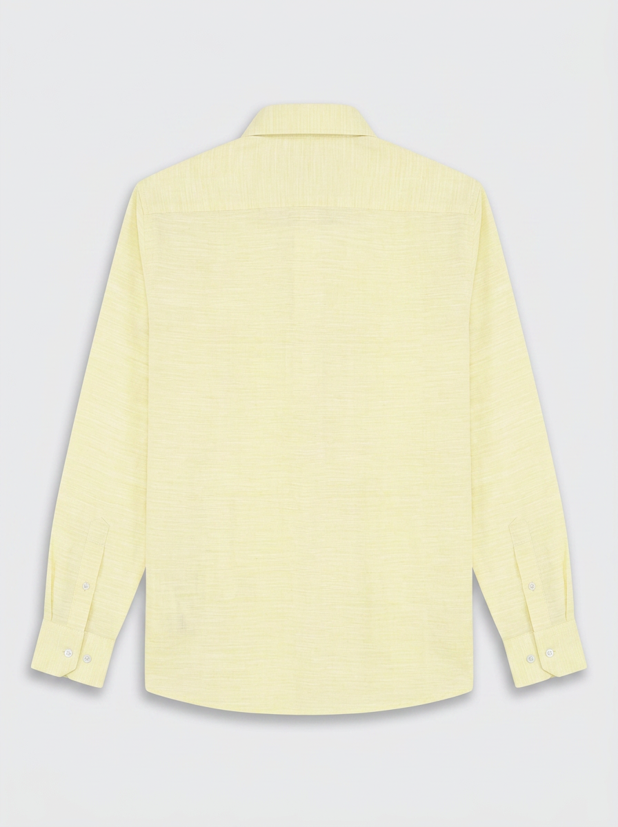 Men’s Lemon Yellow Textured Shirt, Regular Fit Formal Casual Full & Half Sleeve