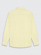 Men’s Lemon Yellow Textured Shirt, Regular Fit Formal Casual Full & Half Sleeve