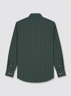 Men's Teal Green & Olive Vertical Striped Regular Fit Formal Shirt | Full & Half Sleeve