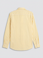Men's Mustard Yellow & White Striped Regular Fit Formal Shirt | Full & Half Sleeve