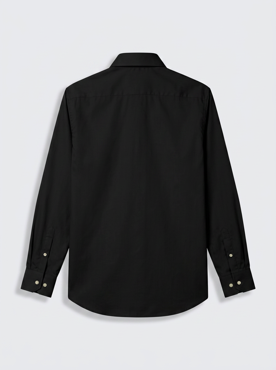 Men’s Jet Black Solid Regular Fit Formal Casual Shirt, Full & Half Sleeve