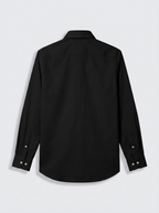 Men’s Jet Black Solid Regular Fit Formal Casual Shirt, Full & Half Sleeve