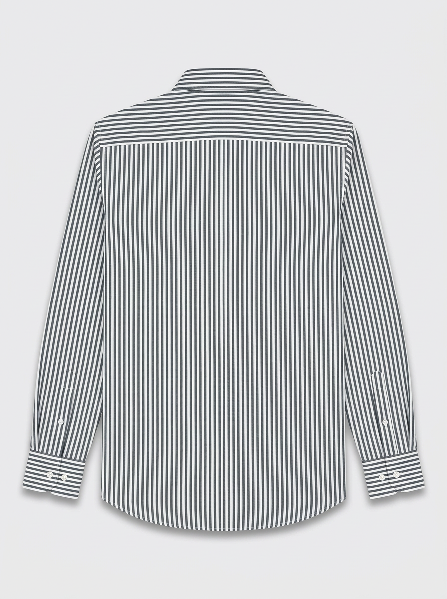 Men's White Black Stripe Regular Fit Formal Shirt | Full & Half Sleeve