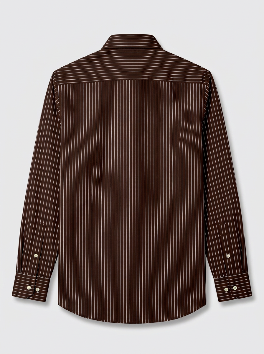 Men's Dark Brown Pinstripe Formal Shirt Regular Fit | Full & Half Sleeve