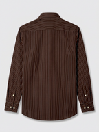 Men's Dark Brown Pinstripe Formal Shirt Regular Fit | Full & Half Sleeve
