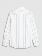 Men's White & Mint Green Striped Regular Fit Formal Shirt | Full & Half Sleeve