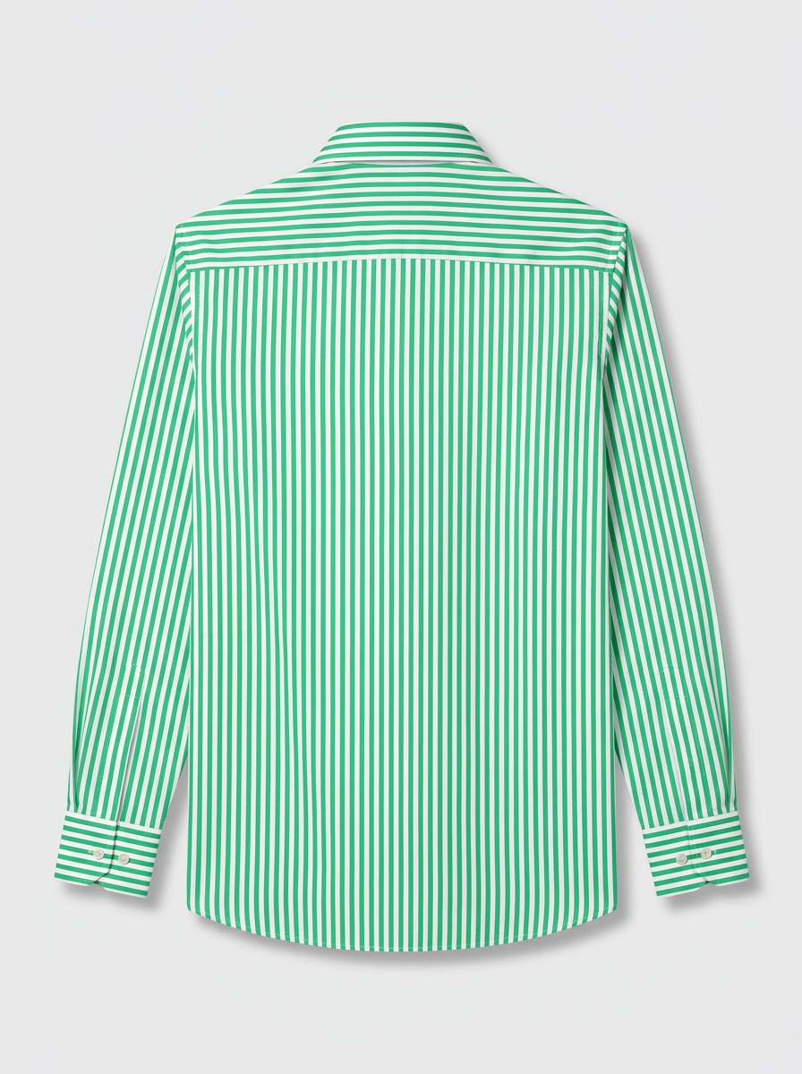 Men's Green & White Vertical Striped Regular Fit Formal Shirt | Full & Half Sleeve
