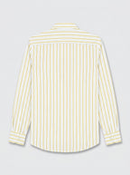 Men's White Gold Pinstripe Regular Fit Formal Shirt | Full & Half Sleeve
