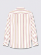 Men's White Red & Mustard Striped Regular Fit Formal Shirt | Full & Half Sleeve