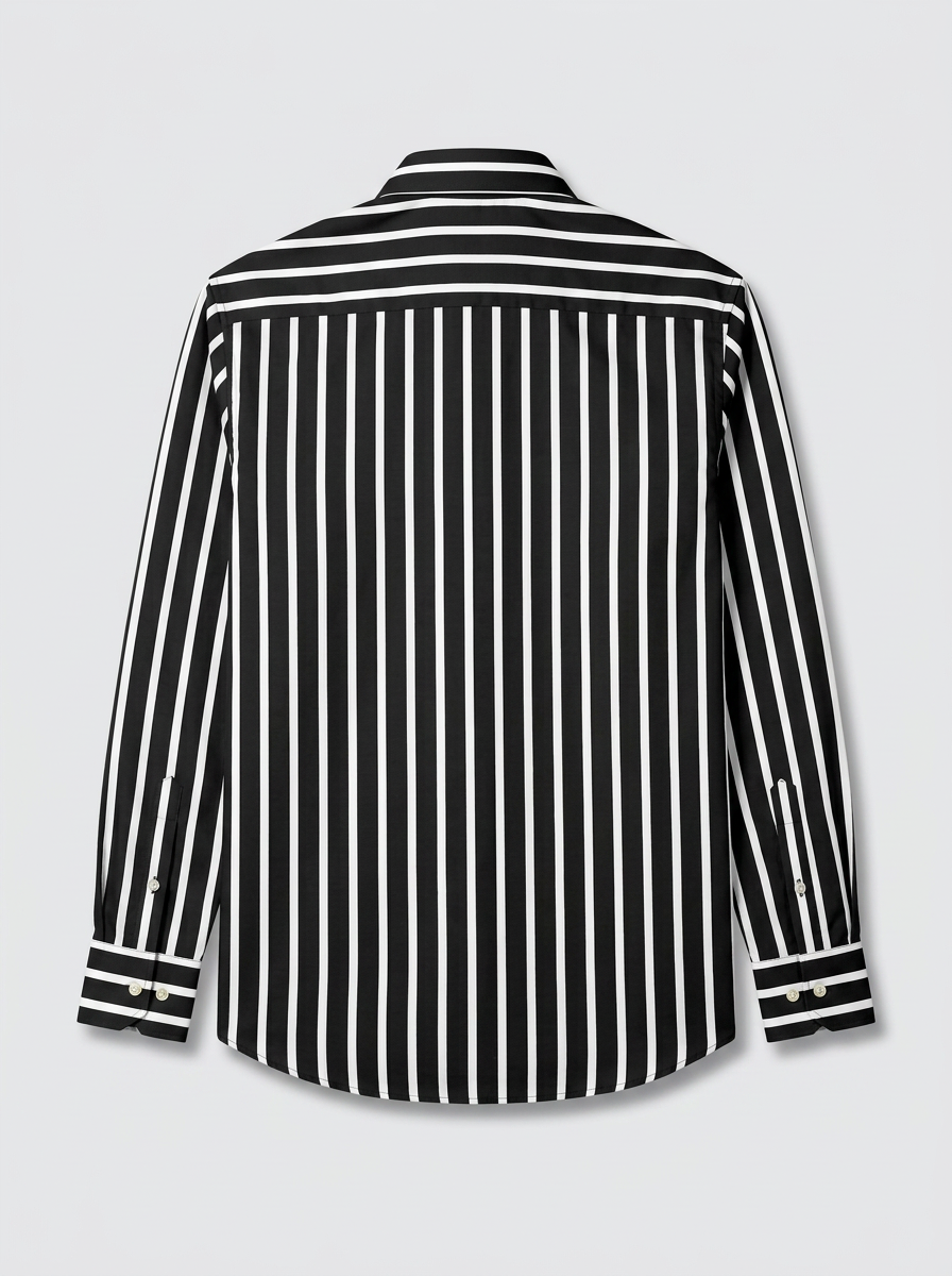 Men's Black & White Striped Regular Fit Formal Shirt | Full & Half Sleeve