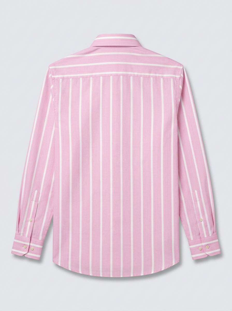 Men’s Pink & White Vertical Striped Regular Fit Formal Casual Shirt, Full & Half Sleeve