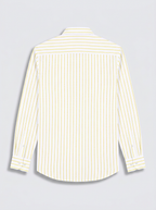 Men's White Yellow Pinstripe Regular Fit Formal Shirt | Full & Half Sleeve
