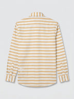 Men's White & Beige Horizontal Striped Regular Fit Formal Shirt | Full & Half Sleeve