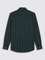 Men's Charcoal Grey & Emerald Green Checked Regular Fit Formal Shirt | Full & Half Sleeve
