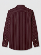 Men's Maroon Pinstripe Formal Shirt Regular Fit | Full & Half Sleeve