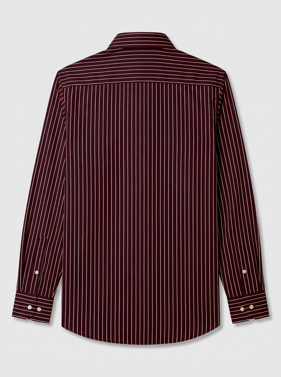 Men's Maroon Pinstripe Formal Shirt Regular Fit | Full & Half Sleeve