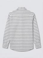 Men's White & Grey Horizontal Striped Regular Fit Formal Shirt | Full & Half Sleeve