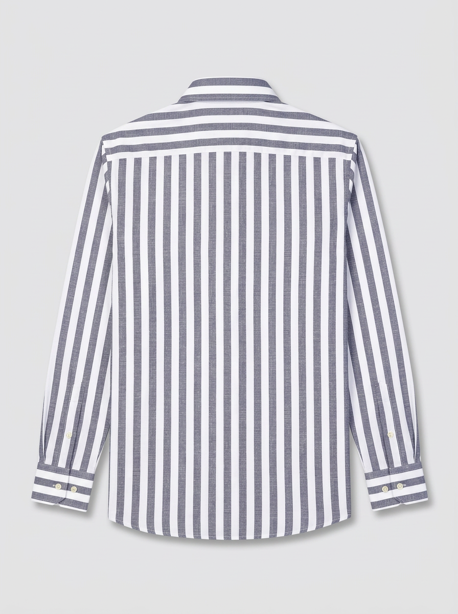 Men's Blue & White Vertical Striped Regular Fit Formal Shirt | Full & Half Sleeve