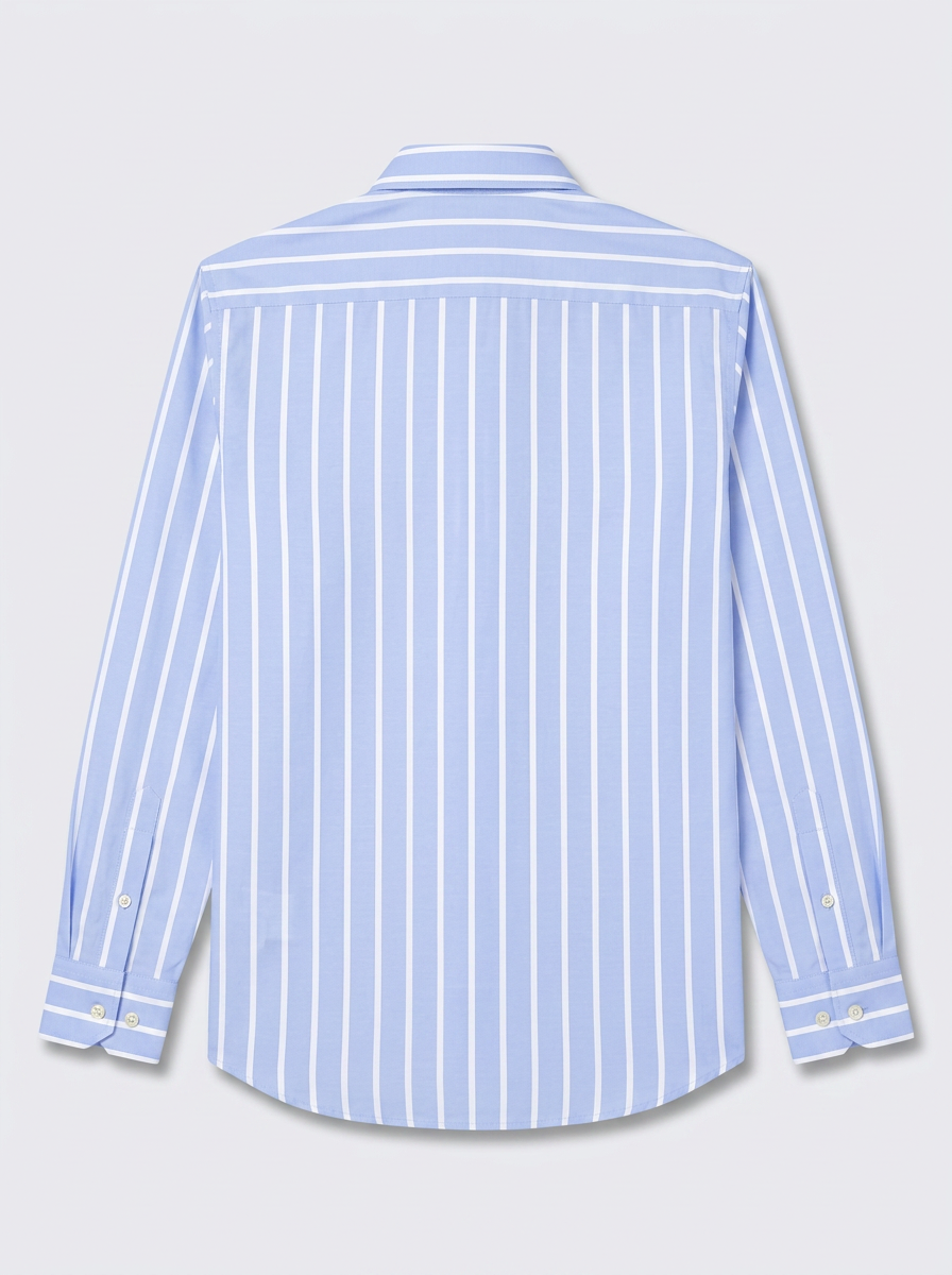 Men's Sky Blue & White Vertical Striped Regular Fit Formal Shirt | Full & Half Sleeve