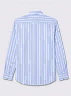 Men's Sky Blue & White Vertical Striped Regular Fit Formal Shirt | Full & Half Sleeve