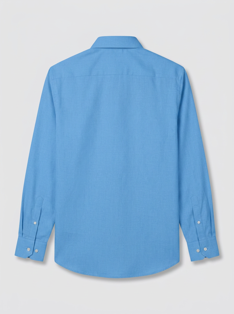 Men’s Cerulean Blue Textured Regular Fit Formal Casual Shirt, Full & Half Sleeve