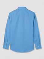 Men’s Cerulean Blue Textured Regular Fit Formal Casual Shirt, Full & Half Sleeve
