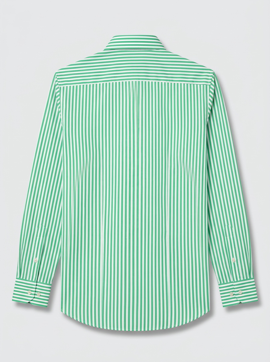 Men's Mint Green & White Vertical Striped Regular Fit Formal Shirt | Full & Half Sleeve