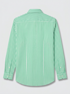 Men's Mint Green & White Vertical Striped Regular Fit Formal Shirt | Full & Half Sleeve