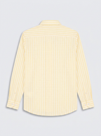Men’s Butter Yellow & White Pinstripe Regular Fit Formal Shirt | Full & Half Sleeve