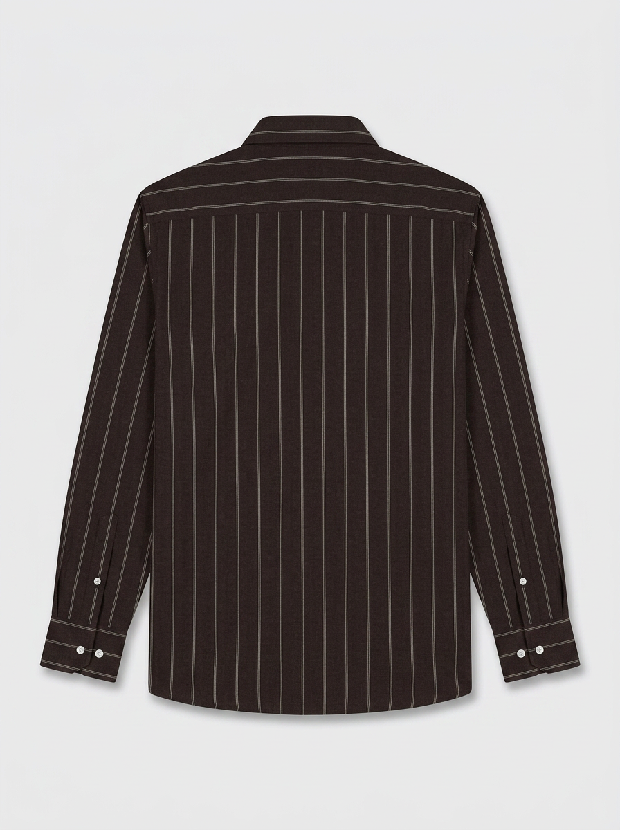 Men's Dark Brown Pinstripe Formal Shirt Regular Fit | Full & Half Sleeve