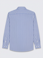 Men's White & Royal Blue Striped Regular Fit Formal Shirt | Full & Half Sleeve