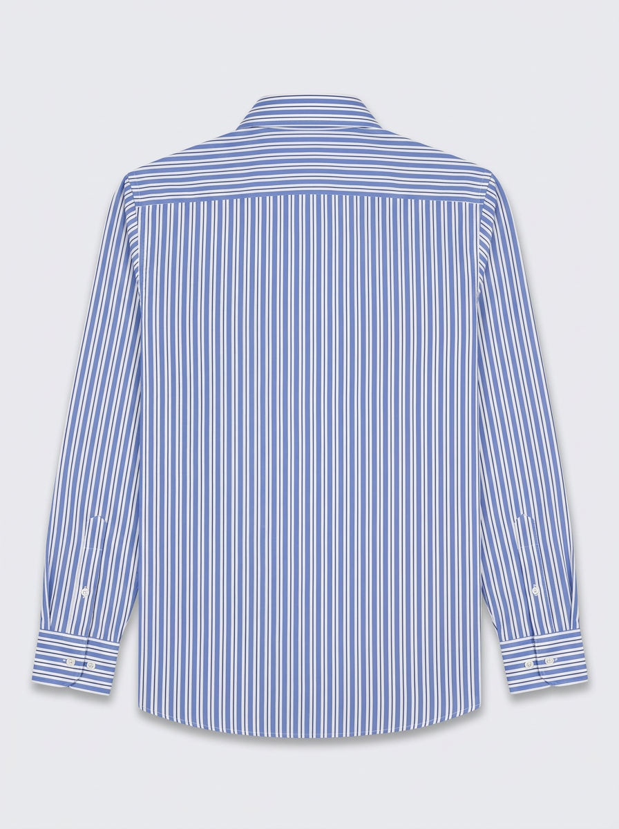Men's White & Royal Blue Striped Regular Fit Formal Shirt | Full & Half Sleeve