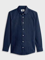 Men's Navy Blue Pinstripe Formal Shirt Regular Fit | Full & Half Sleeve