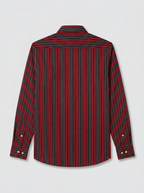 Men's Black, Red & White Pinstriped Regular Fit Formal Shirt | Full & Half Sleeve