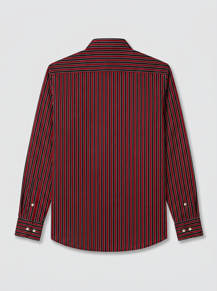 Men's Black, Red & White Pinstriped Regular Fit Formal Shirt | Full & Half Sleeve