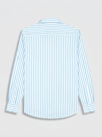 Men's Light Sky Blue & White Vertical Striped Regular Fit Formal Shirt | Full & Half Sleeve
