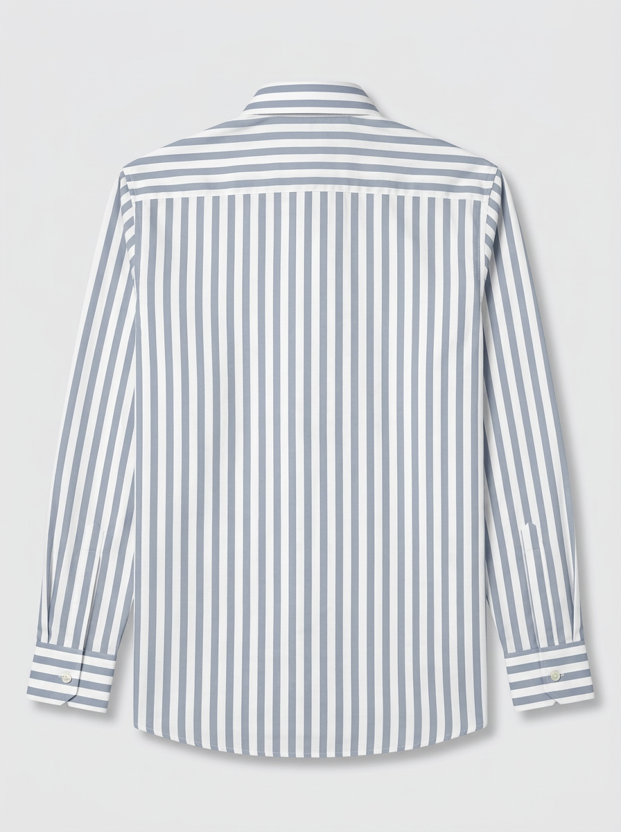 Men's White & Light Grey Striped Regular Fit Formal Shirt | Full & Half Sleeve