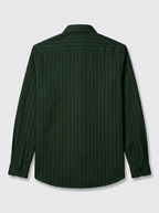 Men's Dark Forest Green Pinstripe Shirt Regular Fit Premium Formal Casual Wear