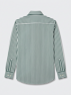 Men's White & Forest Green Striped Regular Fit Formal Shirt | Full & Half Sleeve