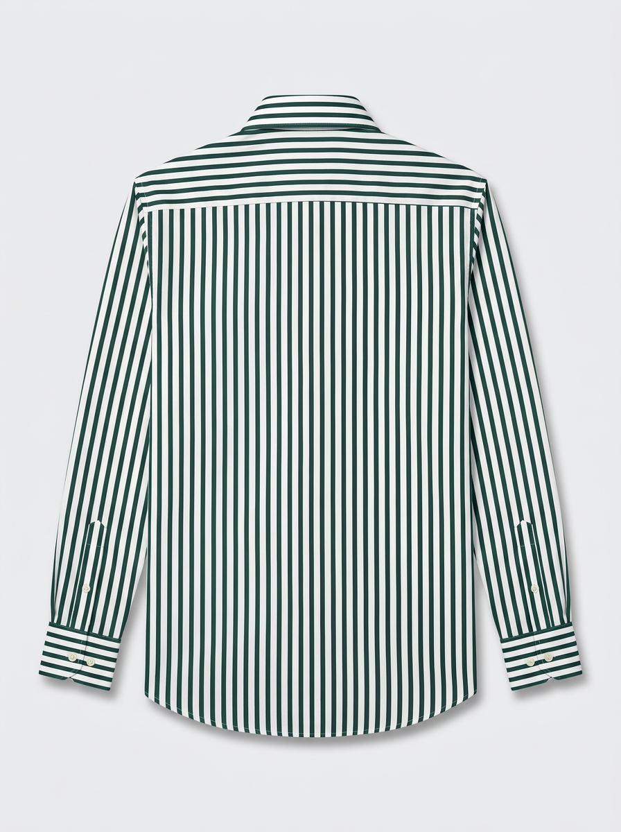 Men's White & Forest Green Striped Regular Fit Formal Shirt | Full & Half Sleeve