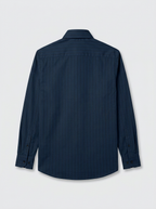 Men's Navy Blue Pinstripe Shirt Regular Fit Premium Formal Business Casual Wear