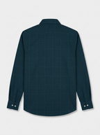 Men’s Deep Teal Blue Textured Regular Fit Formal Casual Shirt, Full & Half Sleeve